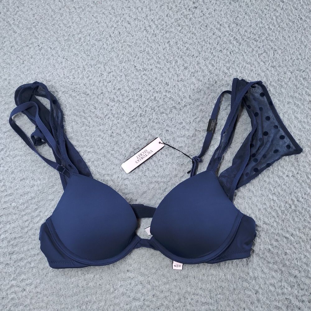 Victoria's Secret Bra Size 32A Adaptive Padded Blue Polka Dots NWT NEW